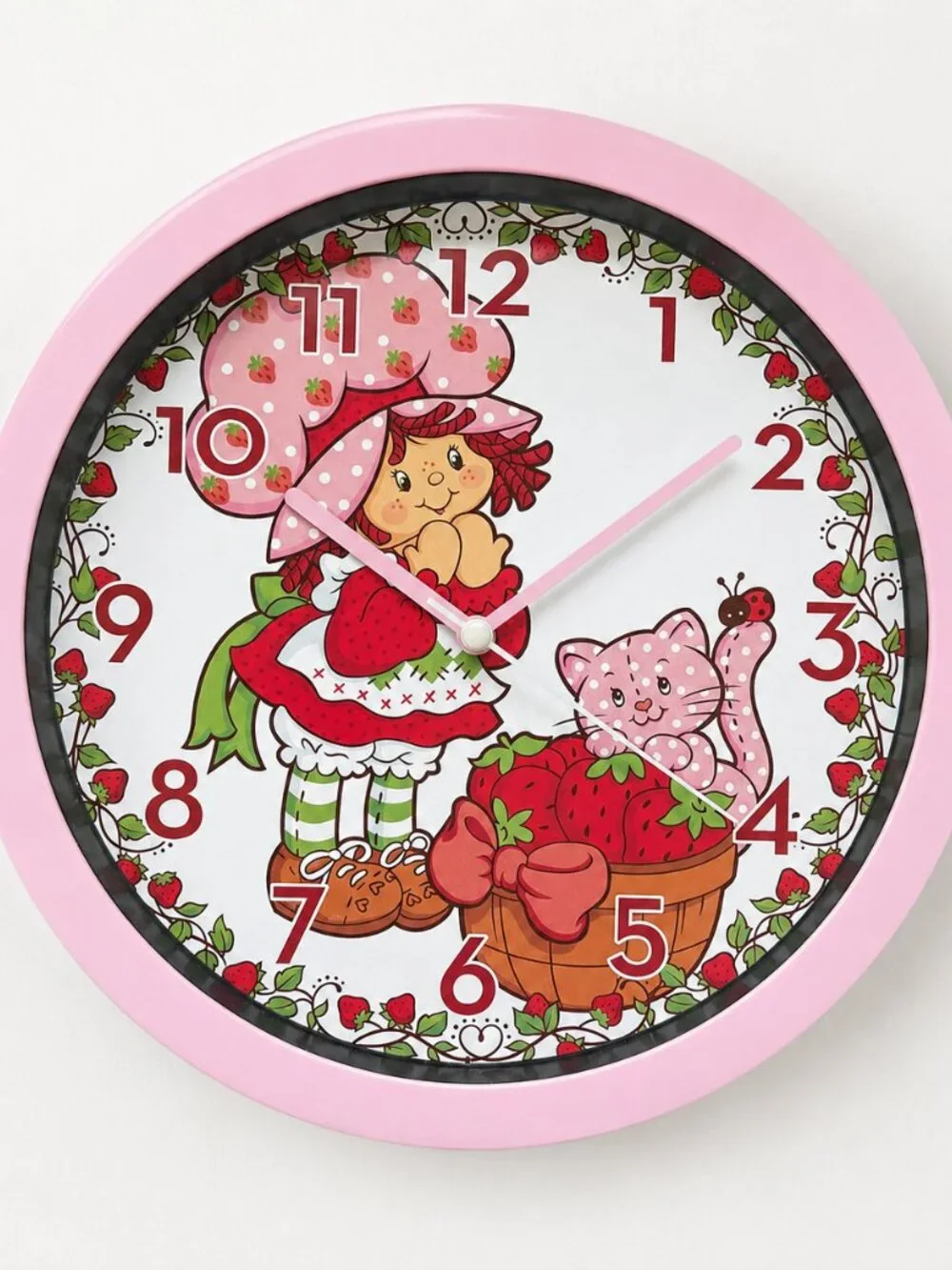 Pink Strawberry Shortcake Wall Clock Kids Room Decor